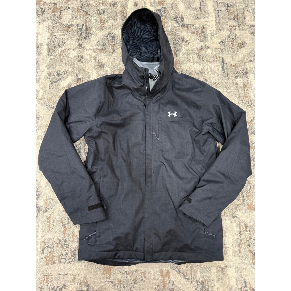 Under Armour Storm Mens Black Fleece Lined Hooded Jacket 1300663-002 Size Medium